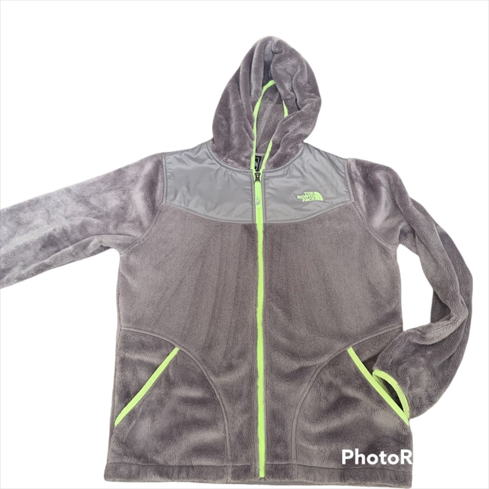 The North Face Oso gray plush feece zippered zip up hoodie jacket girls’ XL (16)